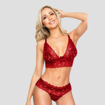 Conjunto en encaje rojo cachetero 5031