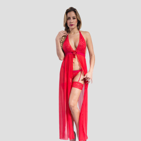 Baby doll rojo largo con ligas 3029r