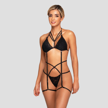 Conjunto negro en encaje 5042n