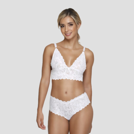 Conjunto en encaje blanco cachetero 5052b