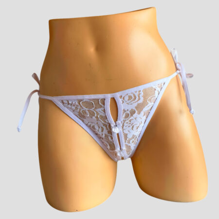 Panty abierto en encaje de amarrar 1032